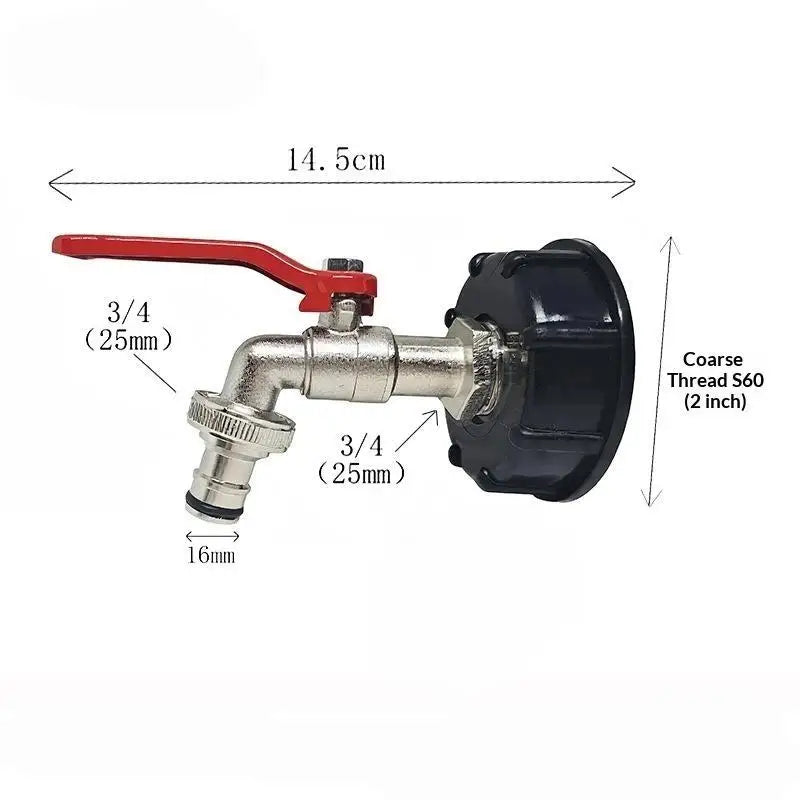 IBC Tank Faucet & 3/4" Hose Adapter – Leak-Proof Zinc Alloy