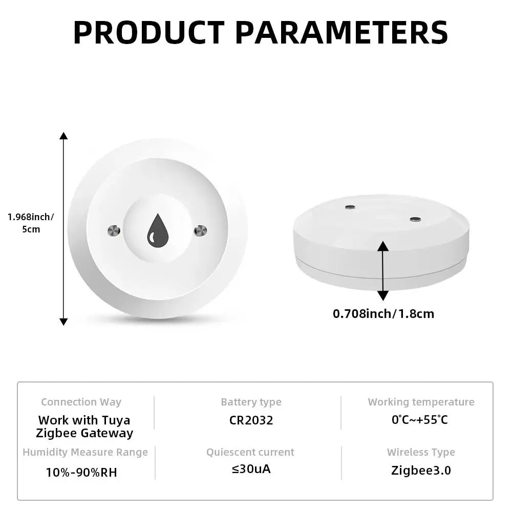 Alarm Function ZigBee Water Sensor APP Remote Monitoring ZigBee 3.0 Flood Water Detector Smart Life Control Peaceful Pleasures Health and Wellness
