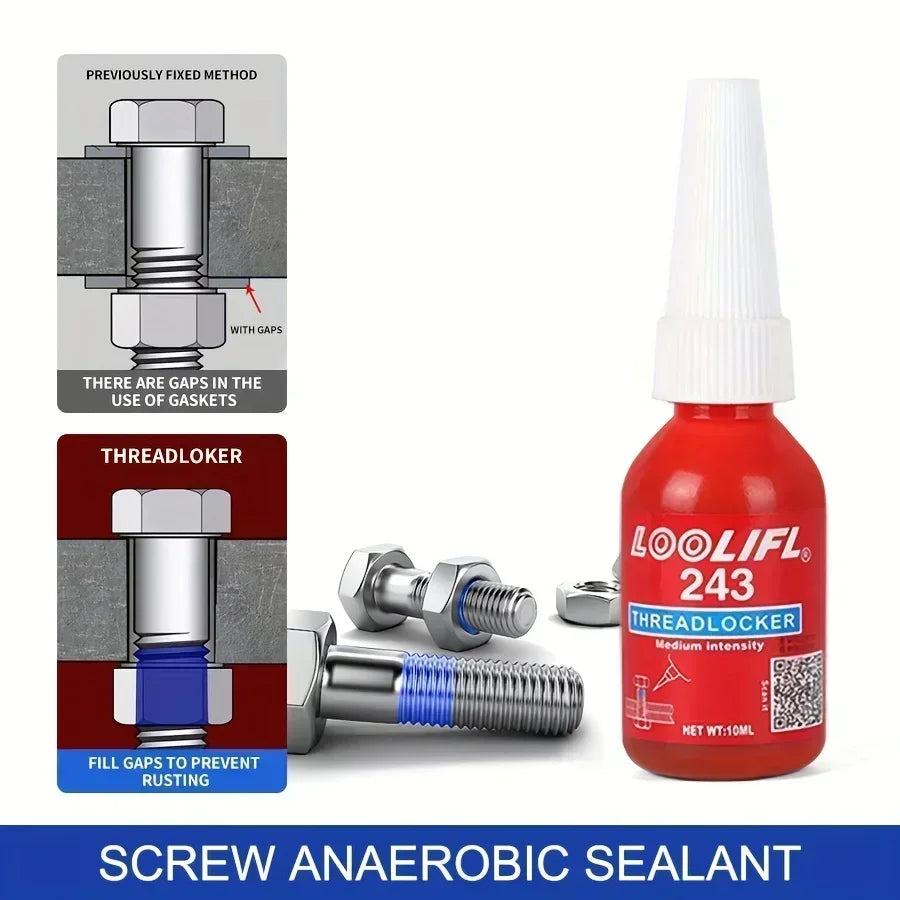 Adhesive 243 Anaerobic Screw Glue Strong Anti-slip Fastening Thread Locker High and Low Strength High-Temperature-Resistant New Peaceful Pleasures Health and Wellness