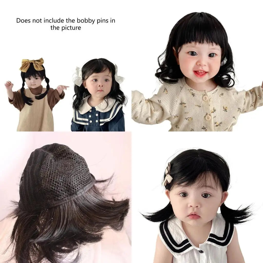 Baby Girl Simulation Short Hair Hat | Soft Photo Prop 0–3Y