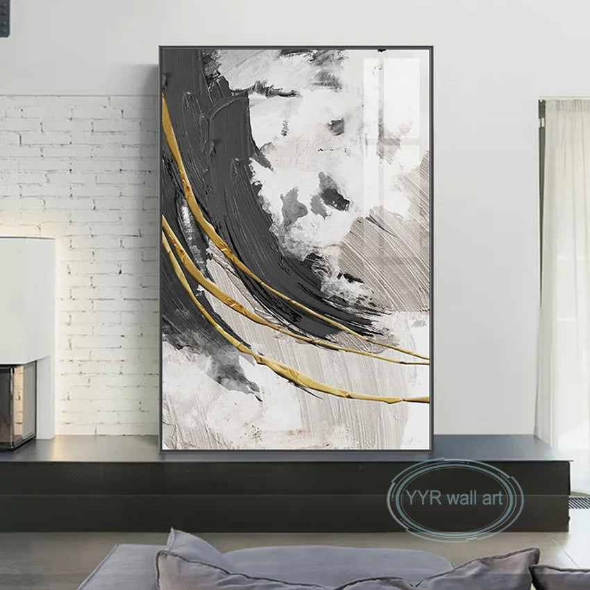 Nordic Modern Abstract Hand-Painted Canvas Wall Art | Acrylic Abstract Canvas Painting Peaceful Pleasures Health and Wellness