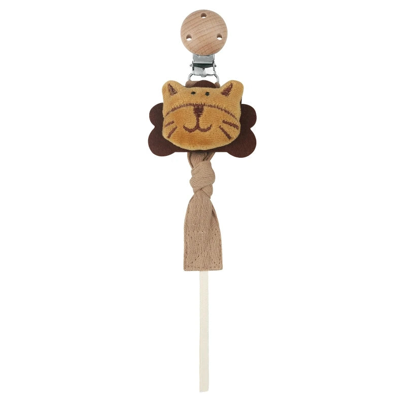 Baby Pacifier Chain Clip | Plush Animal Doll & Wooden Teether