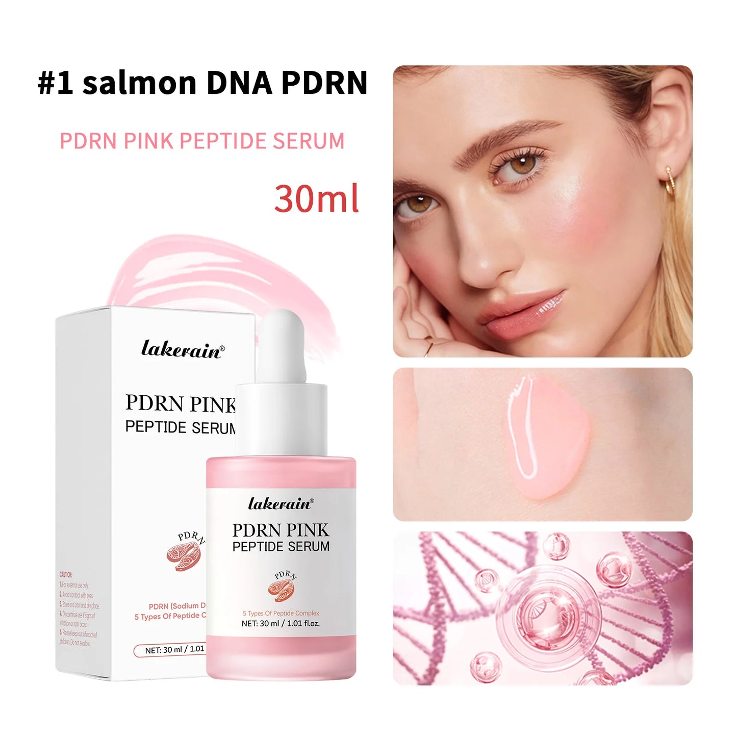 30ml Salmon PDRN Pink Peptide Glow Facial Serum Dark Spot Care Even Skin Tone Enhance Elasticity Smoothing Firming Peaceful Pleasures Health and Wellness 1Salmon DNA PDRN