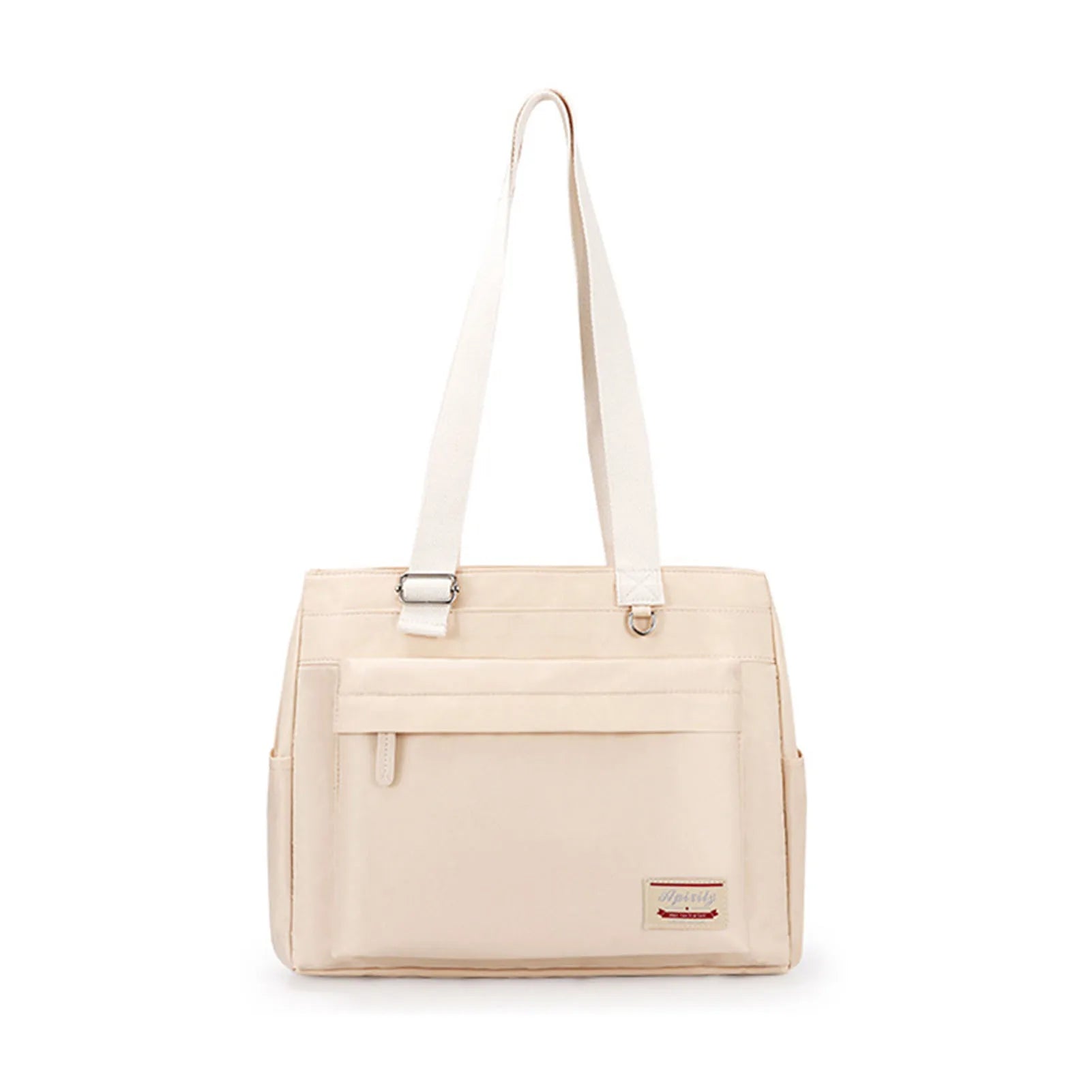 Large Capacity Laptop Bag with Adjustable Shoulder Strap Side Pockets for Travel Business Trip Daily Work Peaceful Pleasures Health and Wellness Beige