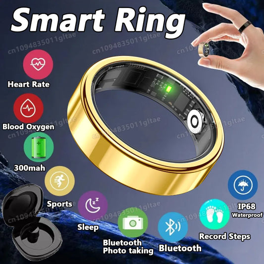 2026 New Smart Ring Heart Rate Blood Pressure Sleep Monitoring Motion Tracking IP68 Waterproof Men Women Smart Ring Holiday Gift Peaceful Pleasures Health and Wellness