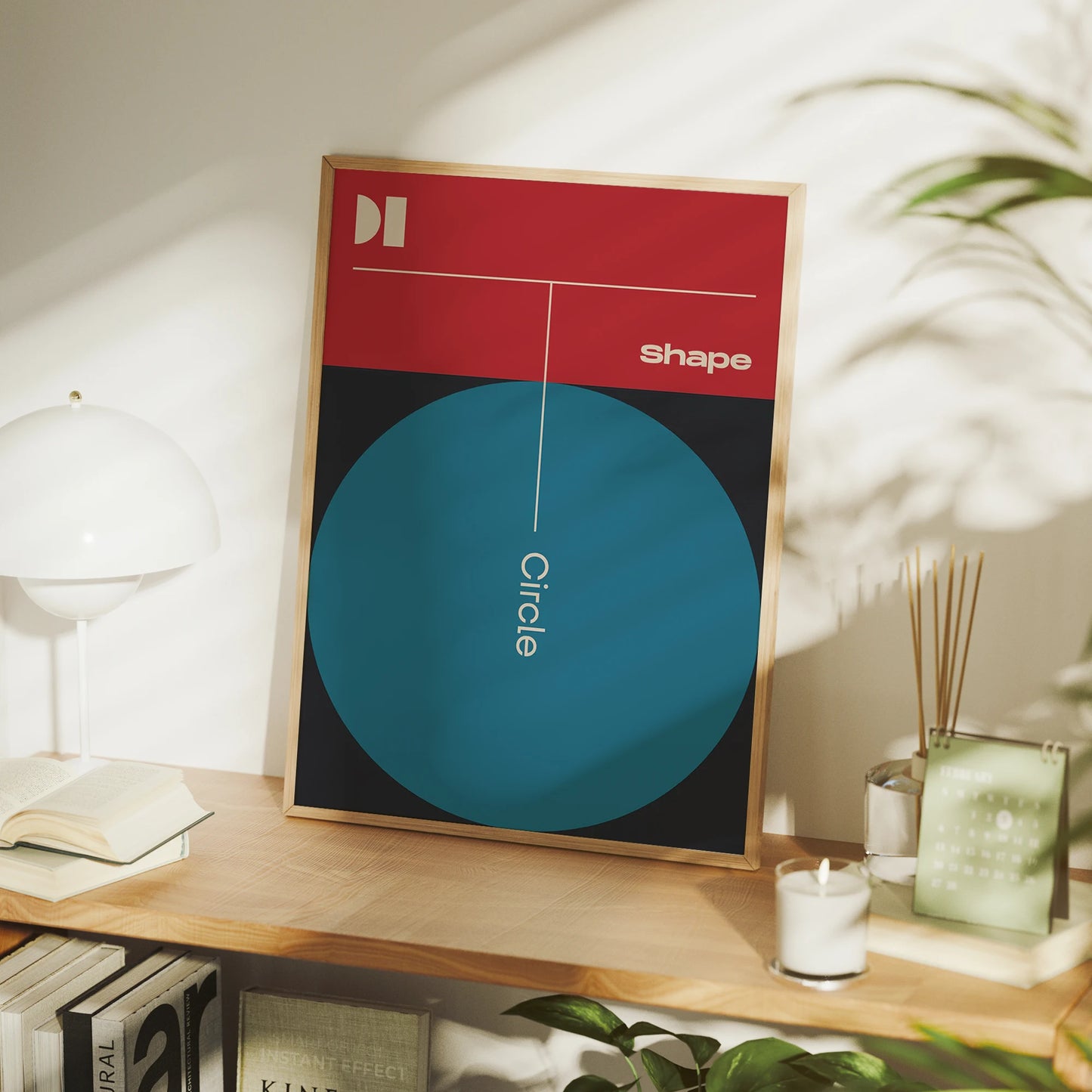 Modern Minimalist Shape & Circle Canvas Wall Art Print Poster