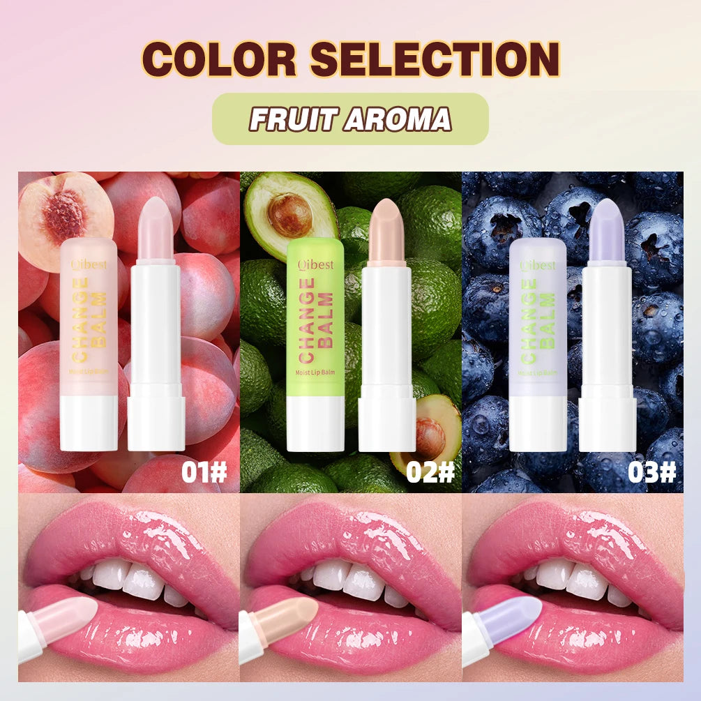 QIBEST 3 PCS Color Changing Lip Balm Sets Tinted Lipstick Moisturizing Lasting Lip Stain Nourishing Repair Lip Care Cosmetics Peaceful Pleasures Health and Wellness