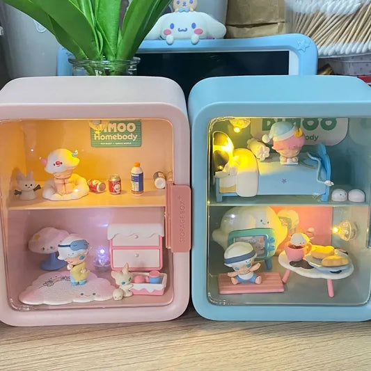 Rectangle Box Storage Box Japanese Q Version Anime Figure Model Toy Doll Collection Display Stand Organizer Case for Dimoo Home Peaceful Pleasures Health and Wellness