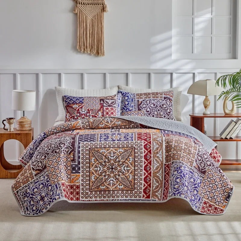 Oversized California King Quilt – Rustic Plaid Lightweight Bedspread