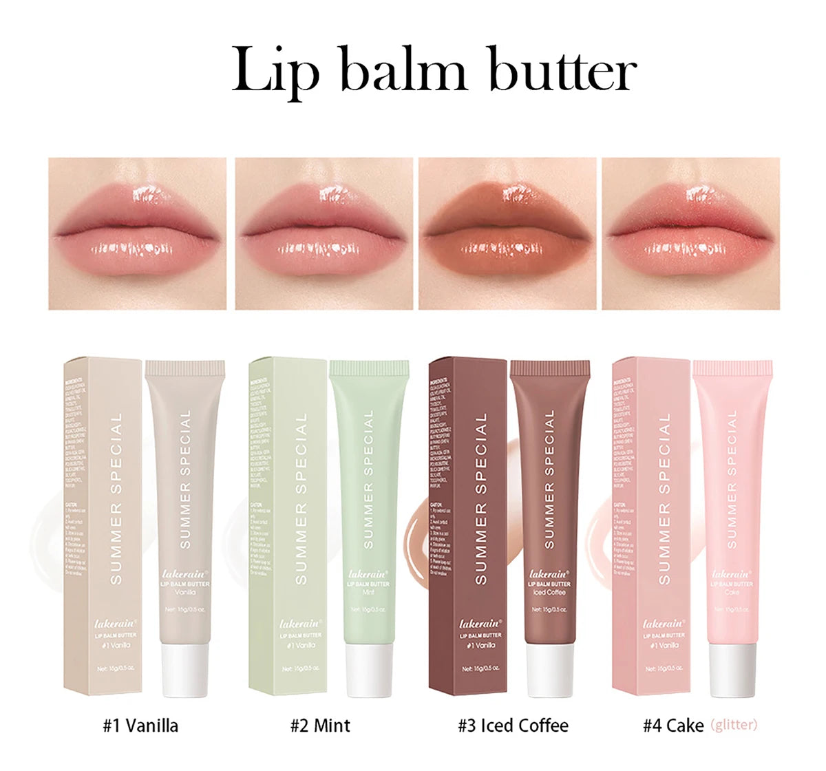 Moisturizing Lip Butter Balm 4 Counts/set Hydrating Lip Balm Plumping Lip Oil Lip Stick Glossy Lip Glaze Stick Plumping Lip Cosm Peaceful Pleasures Health and Wellness