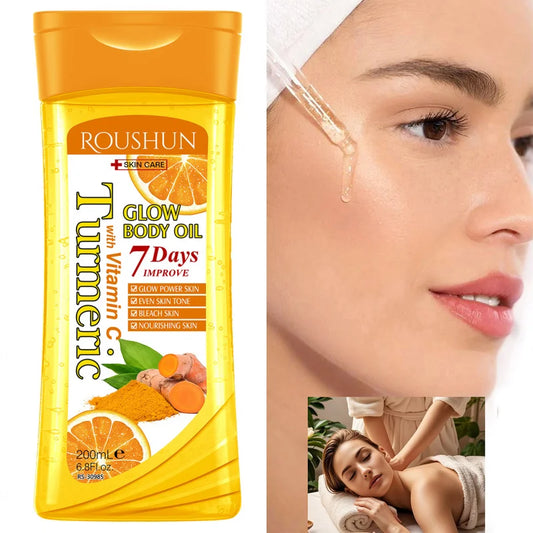200ml Turmeric VITAMIN C Body Oil Body Skin Care Oil Moisturizing Hydrating Care Suitable for All Seasons Body Face Hand Peaceful Pleasures Health and Wellness