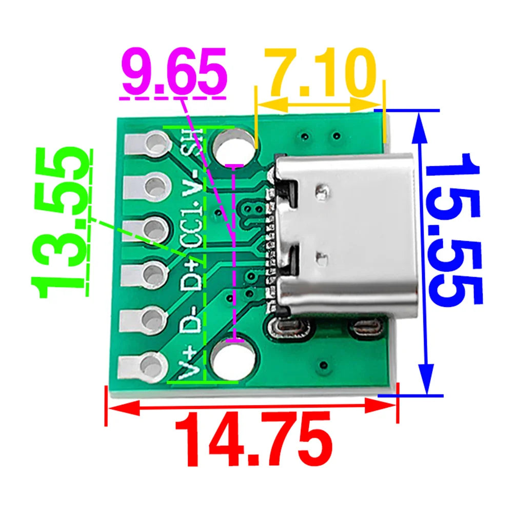 2/5/10pcs 6Solder Joint USB TYPE-C To DIP PCB Connector Needle Free Pinboard Test Board Solder Female Dip Pin Header Adapter Peaceful Pleasures Health and Wellness