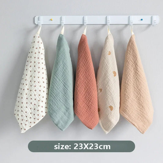Soft Muslin Baby Washcloths 5-Pack | Cotton Newborn Towels Baby Washcloth Set Peaceful Pleasures Health and Wellness