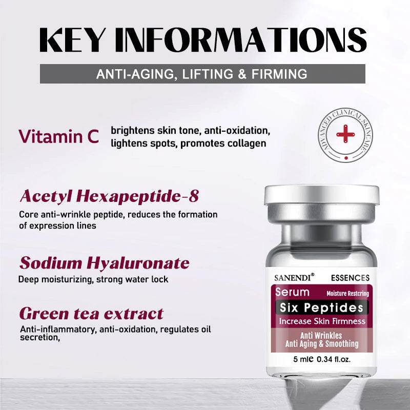 Korean Six Peptide Hyaluronic Acid Face Serum – 10 Vials