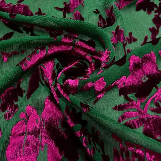 Velvet Silk Crepe Mulberry Burnt Out Fabric | By the Meter Silk Velvet Fabric Peaceful Pleasures Health and Wellness