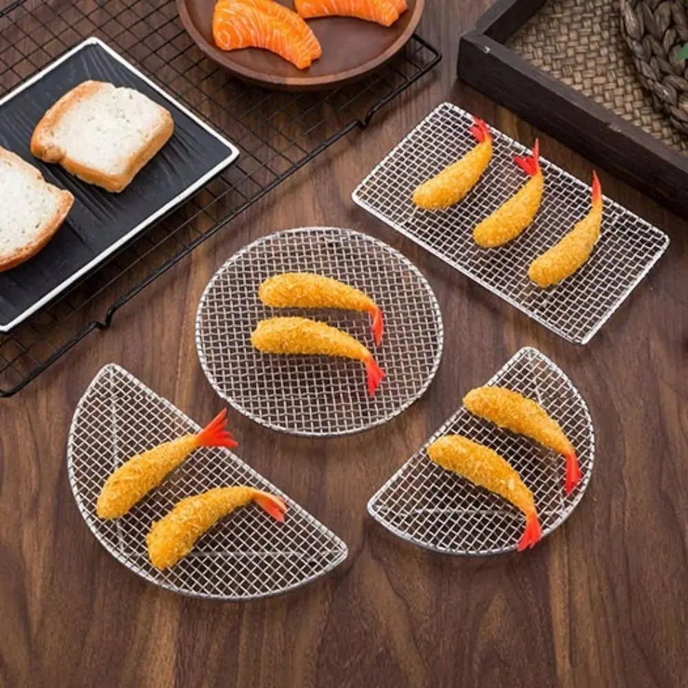 Stainless Steel Tempura Frying Net | Round BBQ Draining Net