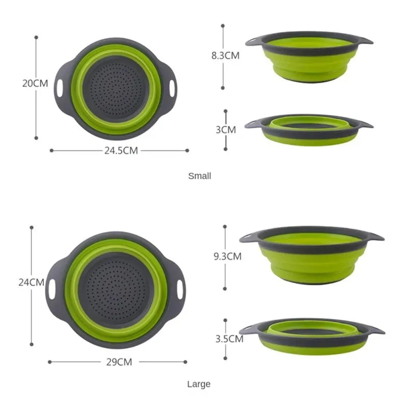 Silicone vegetable and fruit cleaning and drainage basket cleaning basket Folding water filter net Kitchen Gadgets Peaceful Pleasures Health and Wellness
