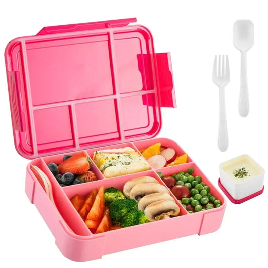 1330ML Bento Box Adult Lunch Containers with 6 Compartment for Adults/Kids/Toddler With Tableware Sauce Lunch Box Peaceful Pleasures Health and Wellness