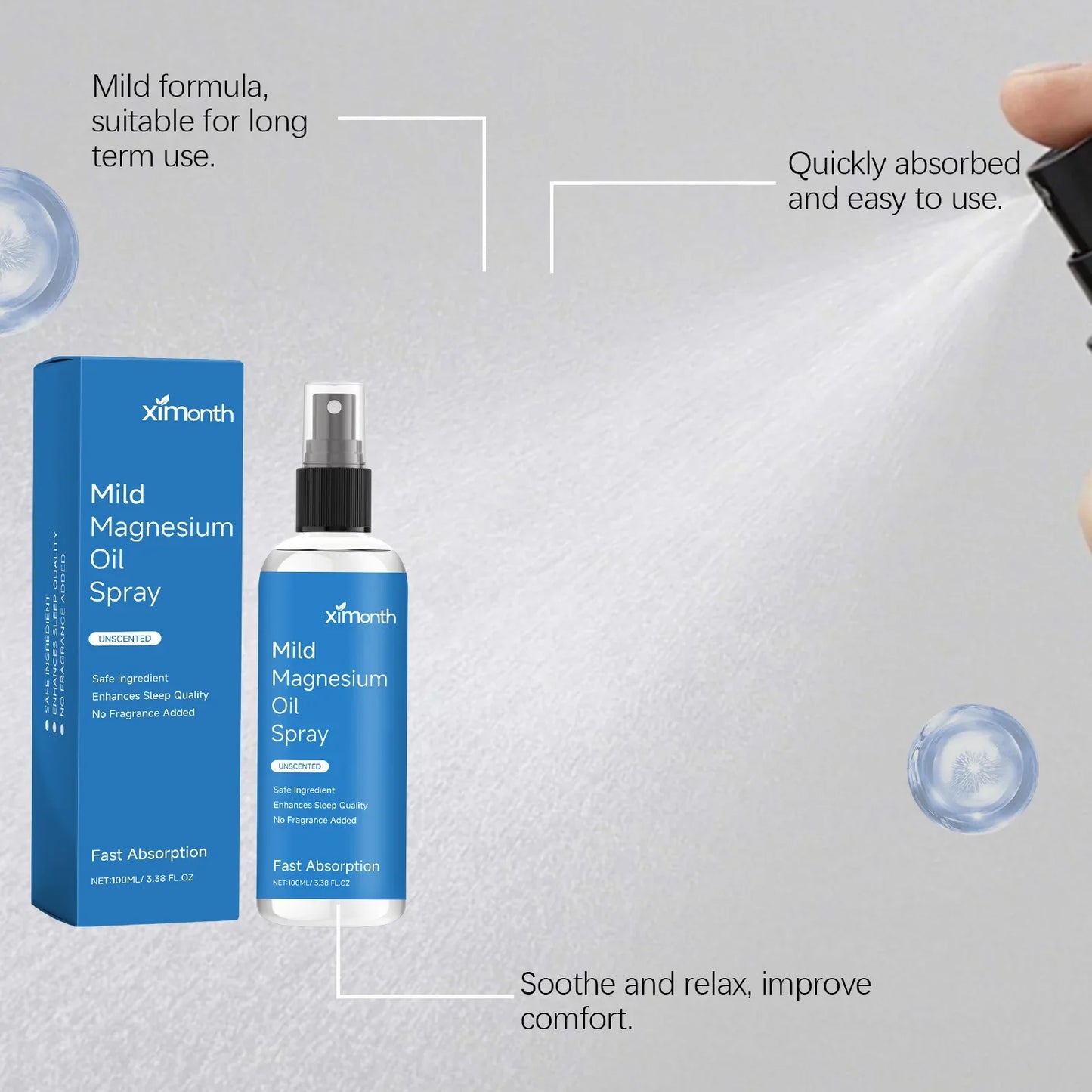 Organic Magnesium Oil Spray – Sleep, Calm & Muscle Relief