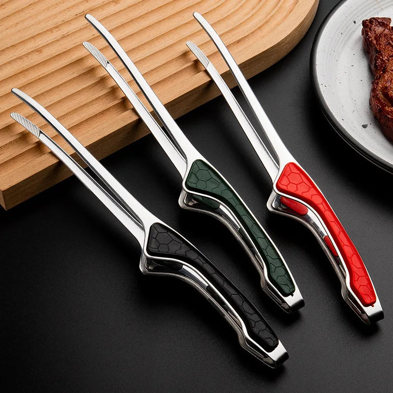 1pc Stainless Steel Kitchen Tongs, Serving Tongs for Cooking, Metal Food Tongs with Non-Slip Comfort Grip, Non-Stick Cooking Ton Peaceful Pleasures Health and Wellness