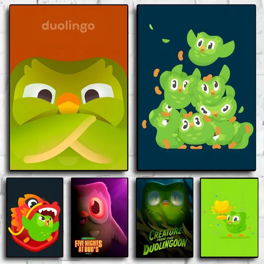 Duolingo Owl Duo 2 Poster HD art sticky wall waterproof home living room bedroom bar aesthetic decoration Peaceful Pleasures Health and Wellness