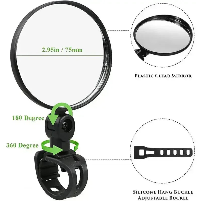 360° Adjustable Bike Handlebar Rearview Mirror | Wide Angle Bike Handlebar Mirror Peaceful Pleasures Health and Wellness