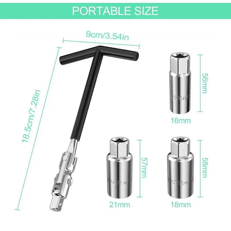Spark Plug Sleeve T-shape 16/18/21mm Auto Motorcycle Spark Plug Removal Tools 4PCS Auto Repair Tool Set Removal Tool Peaceful Pleasures Health and Wellness