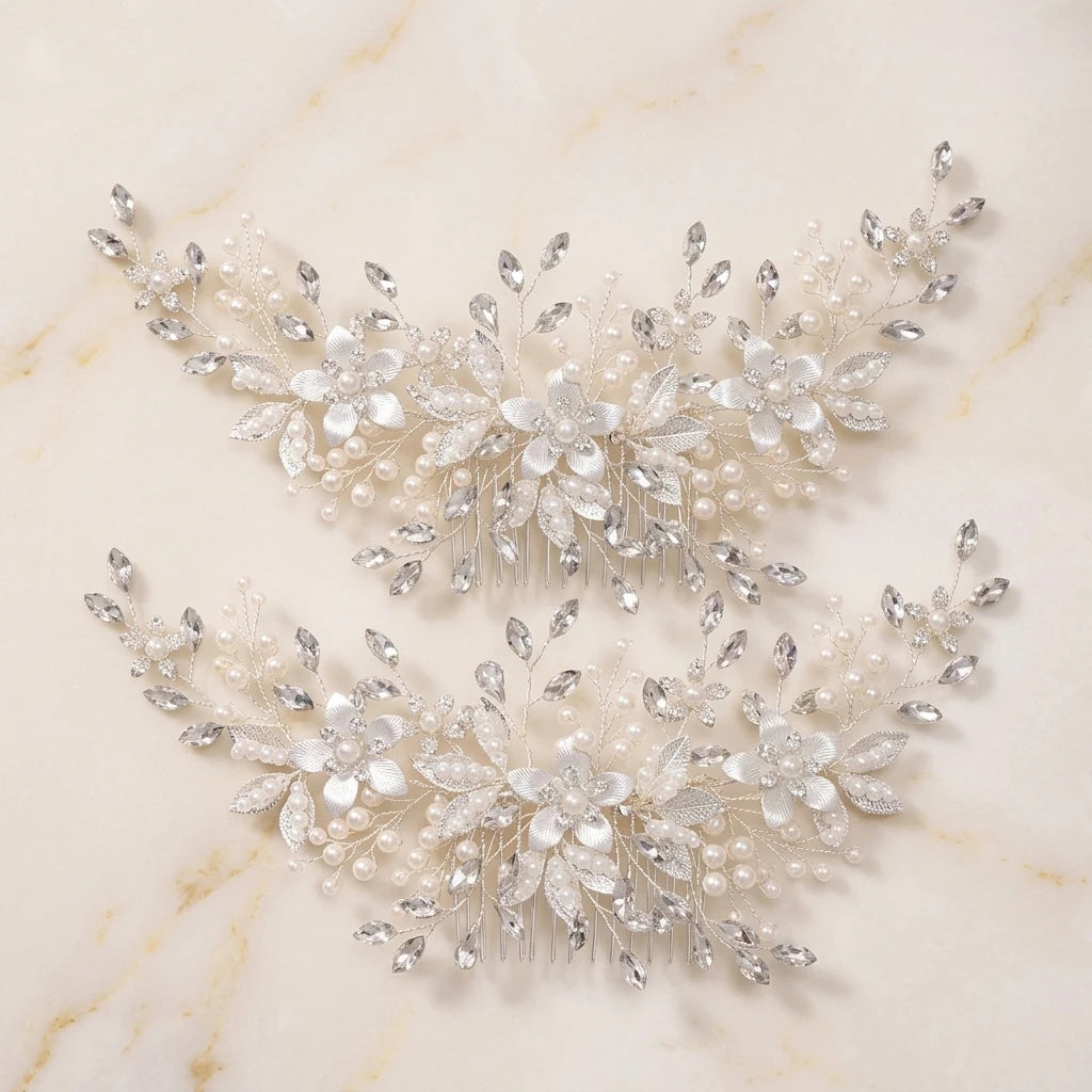 Pearl Hair Combs 2pcs Alloy Elegant Design for Multiple Hairstyles Peaceful Pleasures Health and Wellness