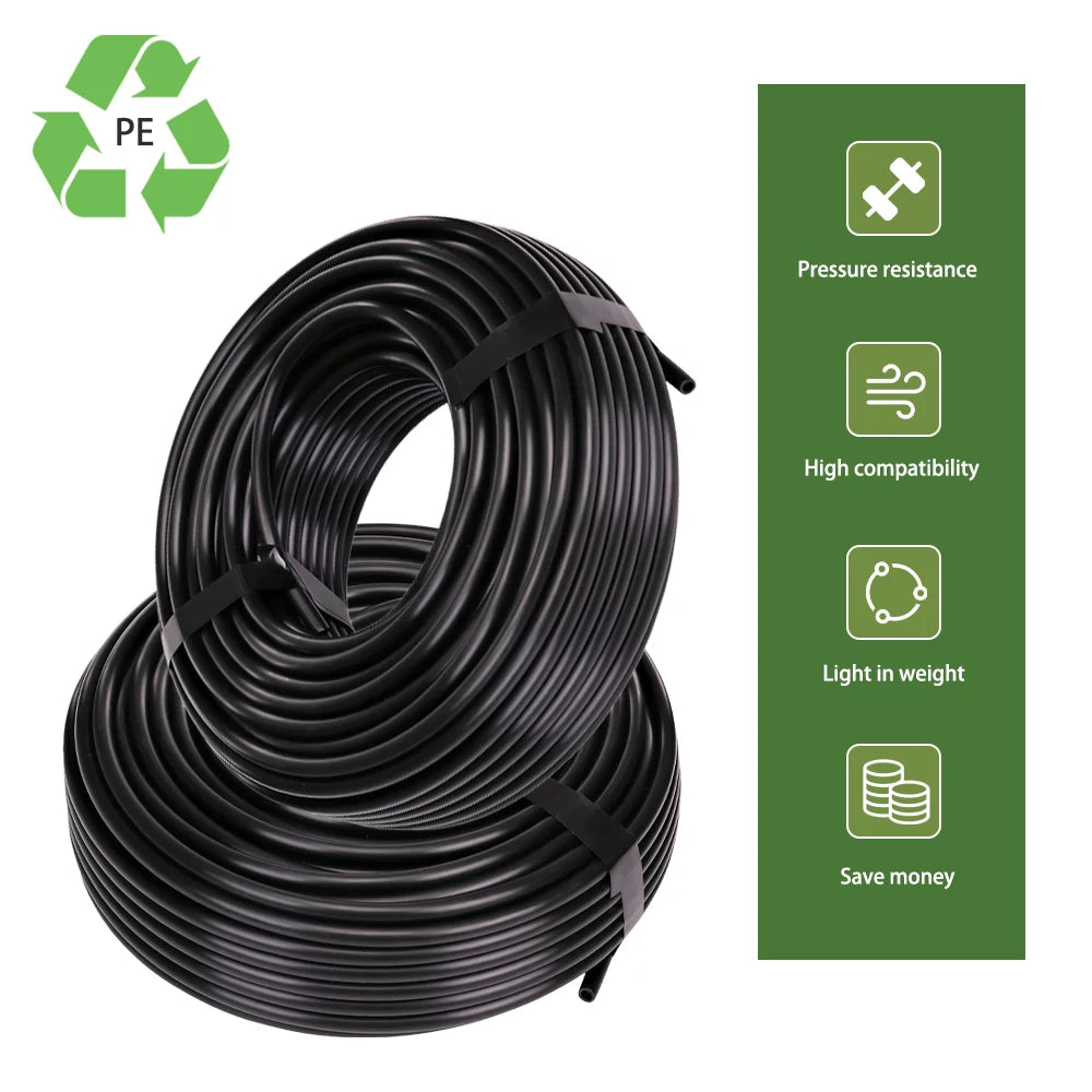 10/20/30/50M OD-6mm 8mm 12mm Black PE 4/6mm 5/8mm 9/12mm Drip Irrigation Pipe 3/8" 1/4" Watering Tube Garden Hose Pressure-Proof Peaceful Pleasures Health and Wellness
