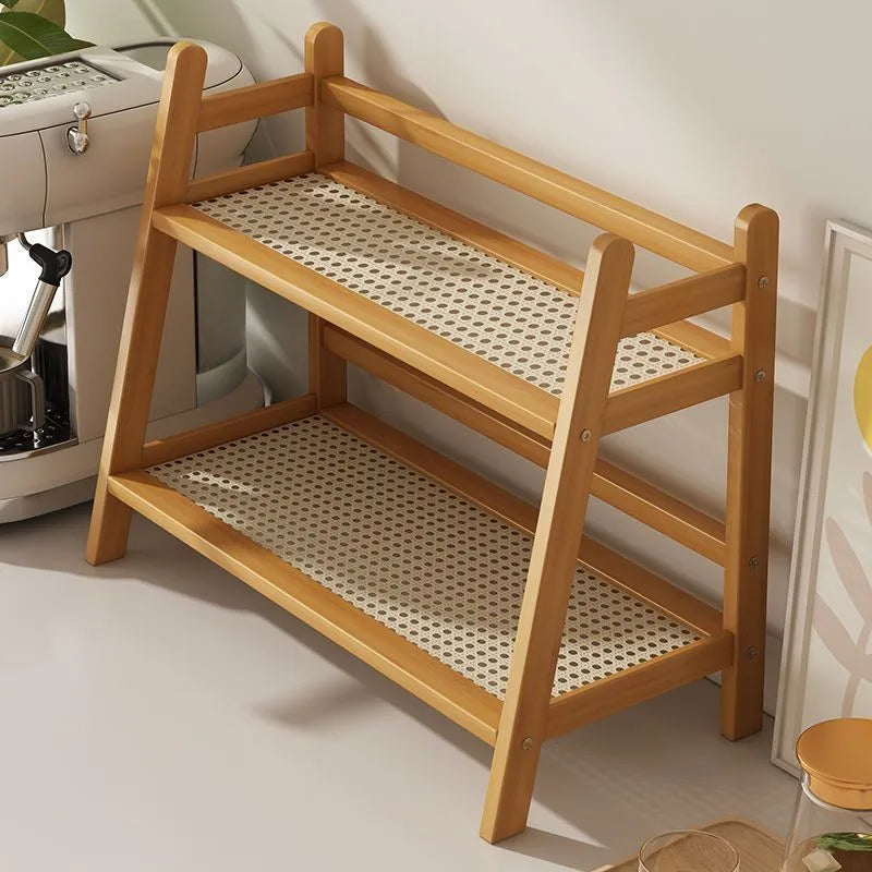 2 Layer Spice Caddy Shelf Bamboo Kitchen Storage Rack Desktop Cabinet Organizer Display Rack Coffee Bar Counter Shelf Cup Holder Peaceful Pleasures Health and Wellness