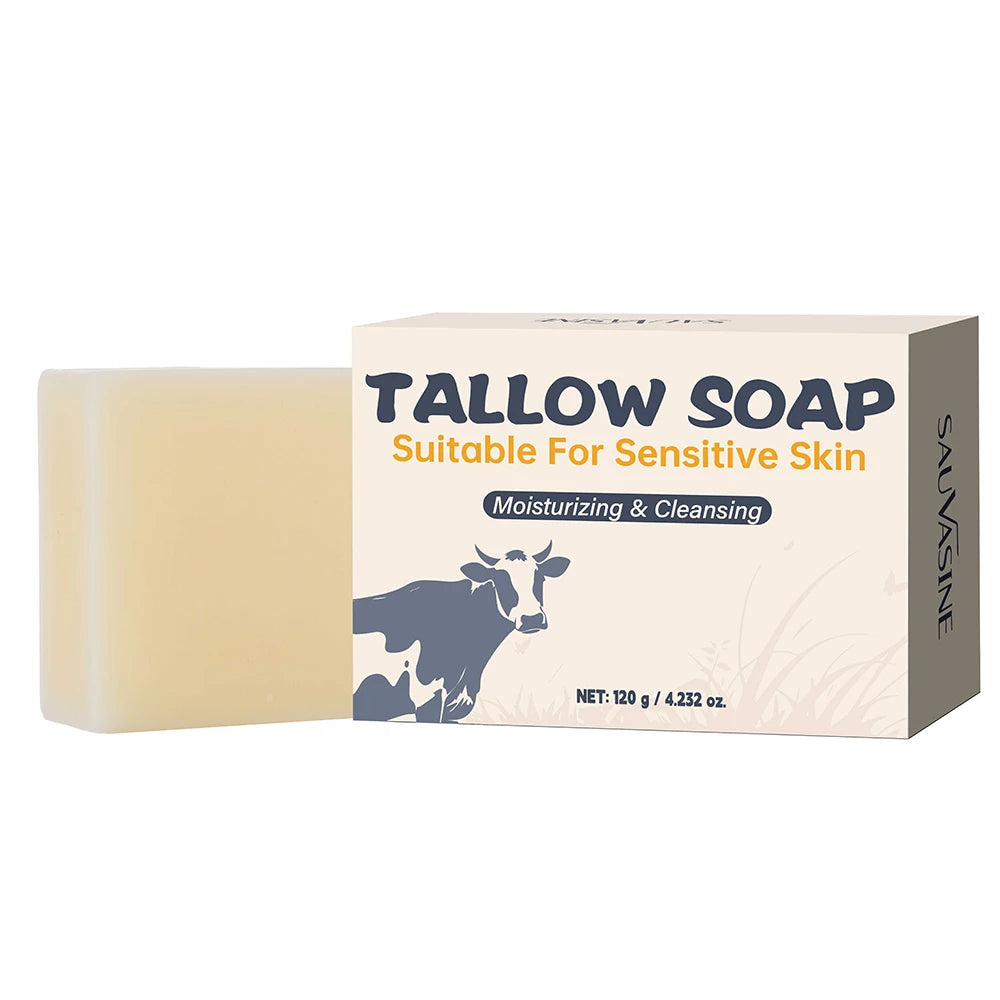120g Beef Tallow Soap Face & Body Moisturizing & Cleansing & Smoothing Natural Grass Fed Tallow Soap Bar for Sensitive Skin Peaceful Pleasures Health and Wellness Tallow soap