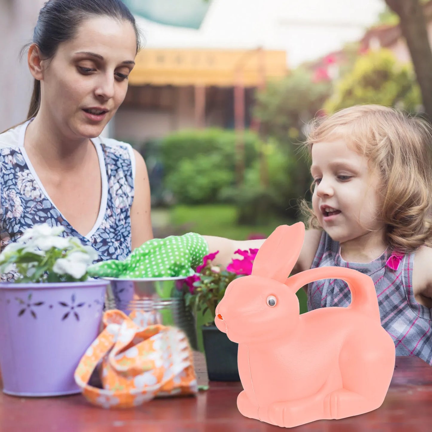 Rabbit Shape Watering Kettle for Outdoor Gardening Safe Bpa-Free Plastic Cartoon Watering Can Non-Damaging Peaceful Pleasures Health and Wellness Default Title