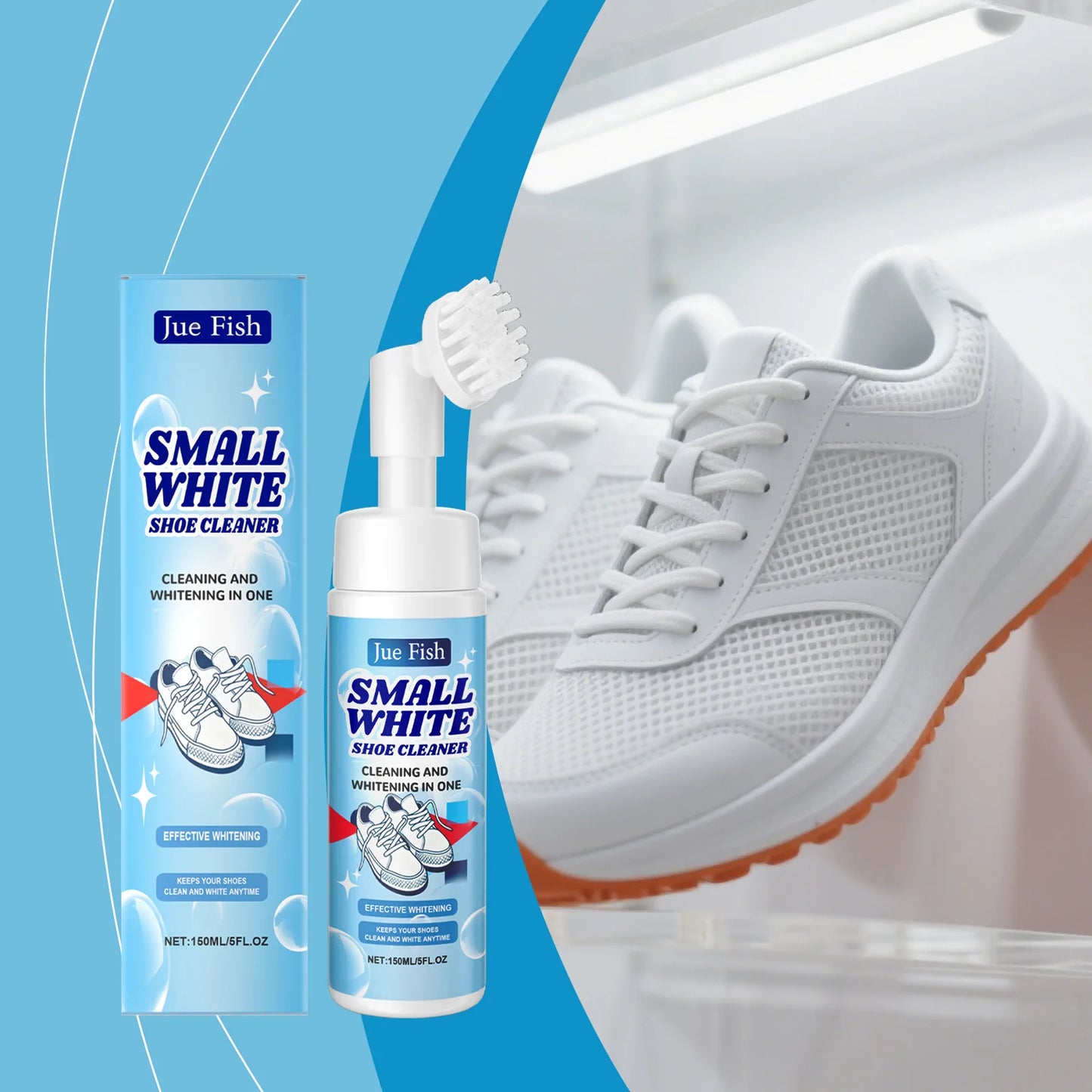 Jue-Fish White Shoe Cleaning Mousse 150ml | Stain Remover