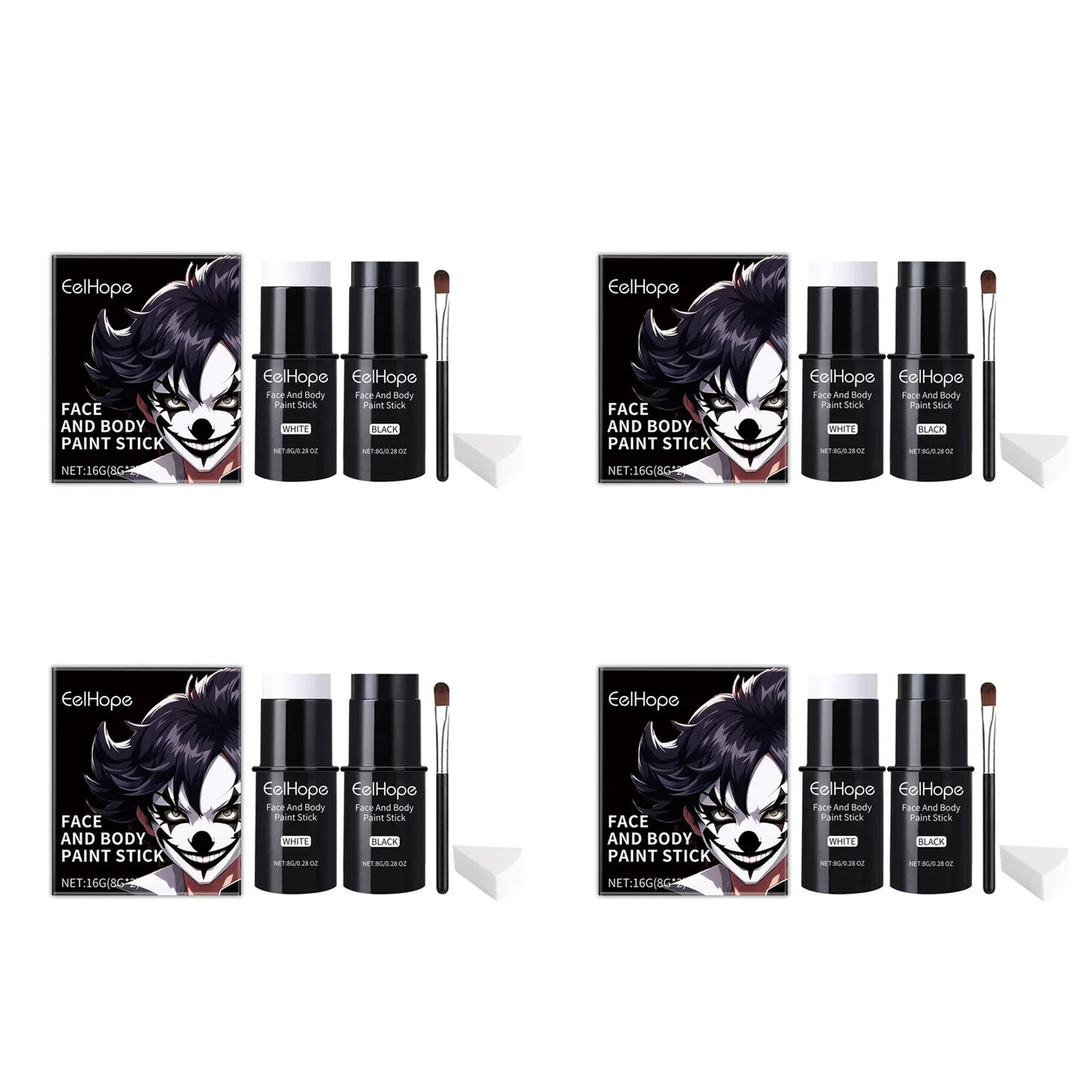 Black & White Face Body Paint Kit – Halloween & Cosplay Set