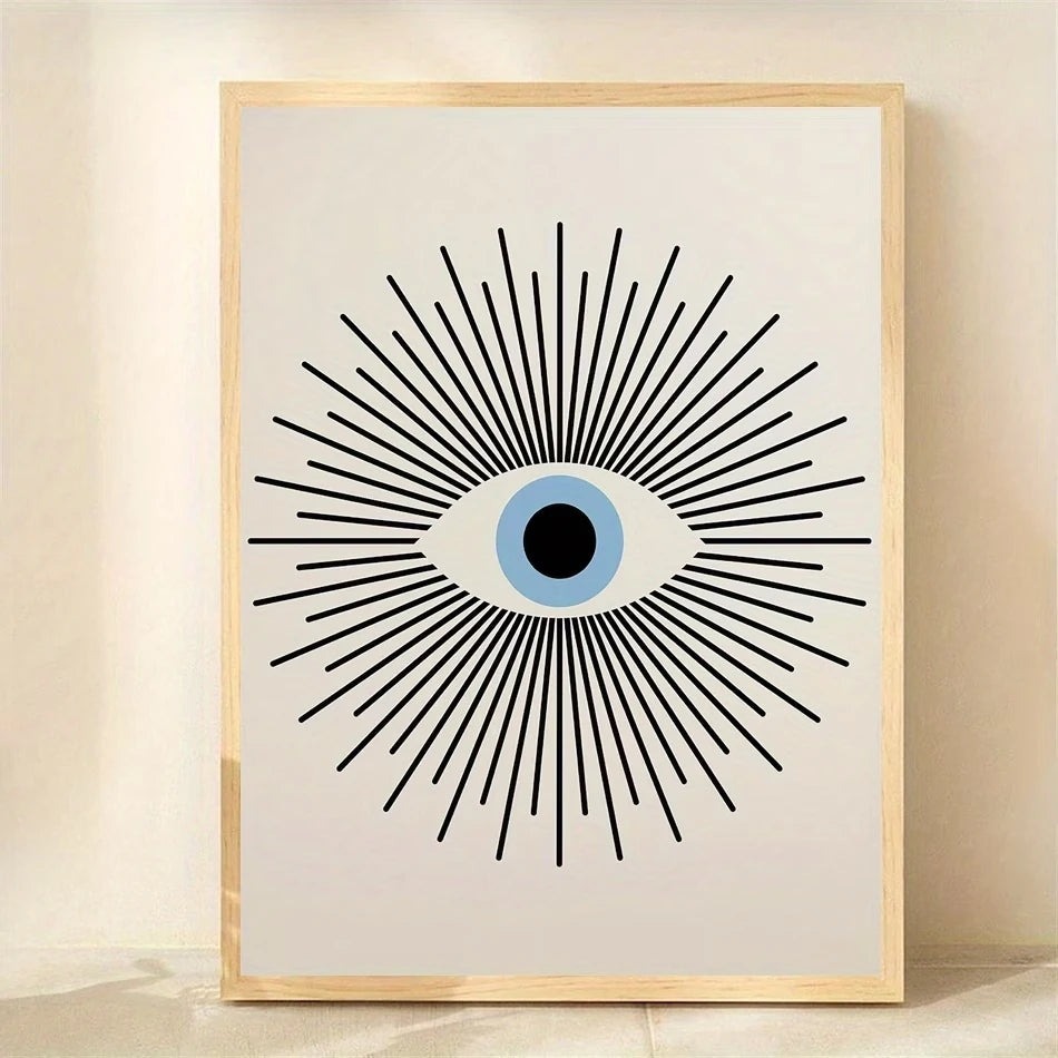 Abstract Blue Evil Eye Canvas Wall Art Print | Home Decor