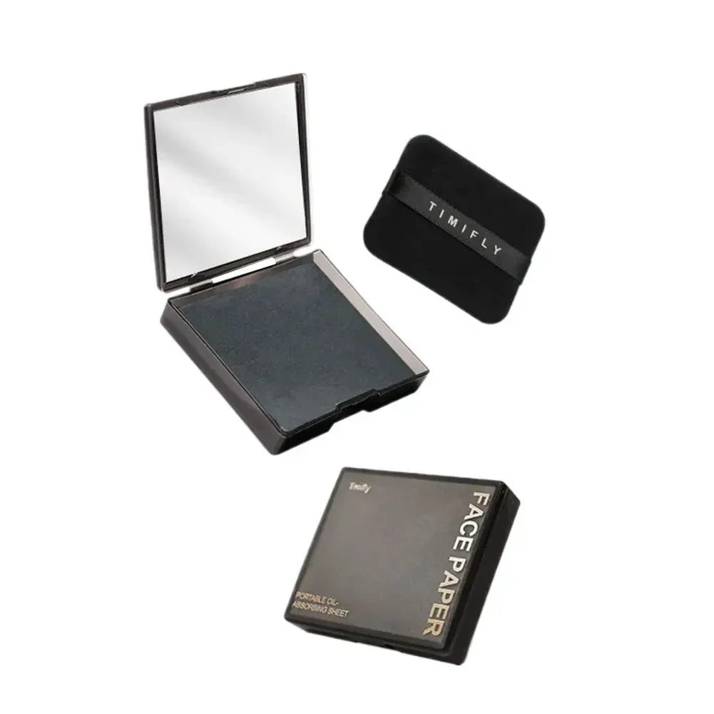 100-Pack Face Oil Blotting Sheets with Mirror Box – Men & Women
