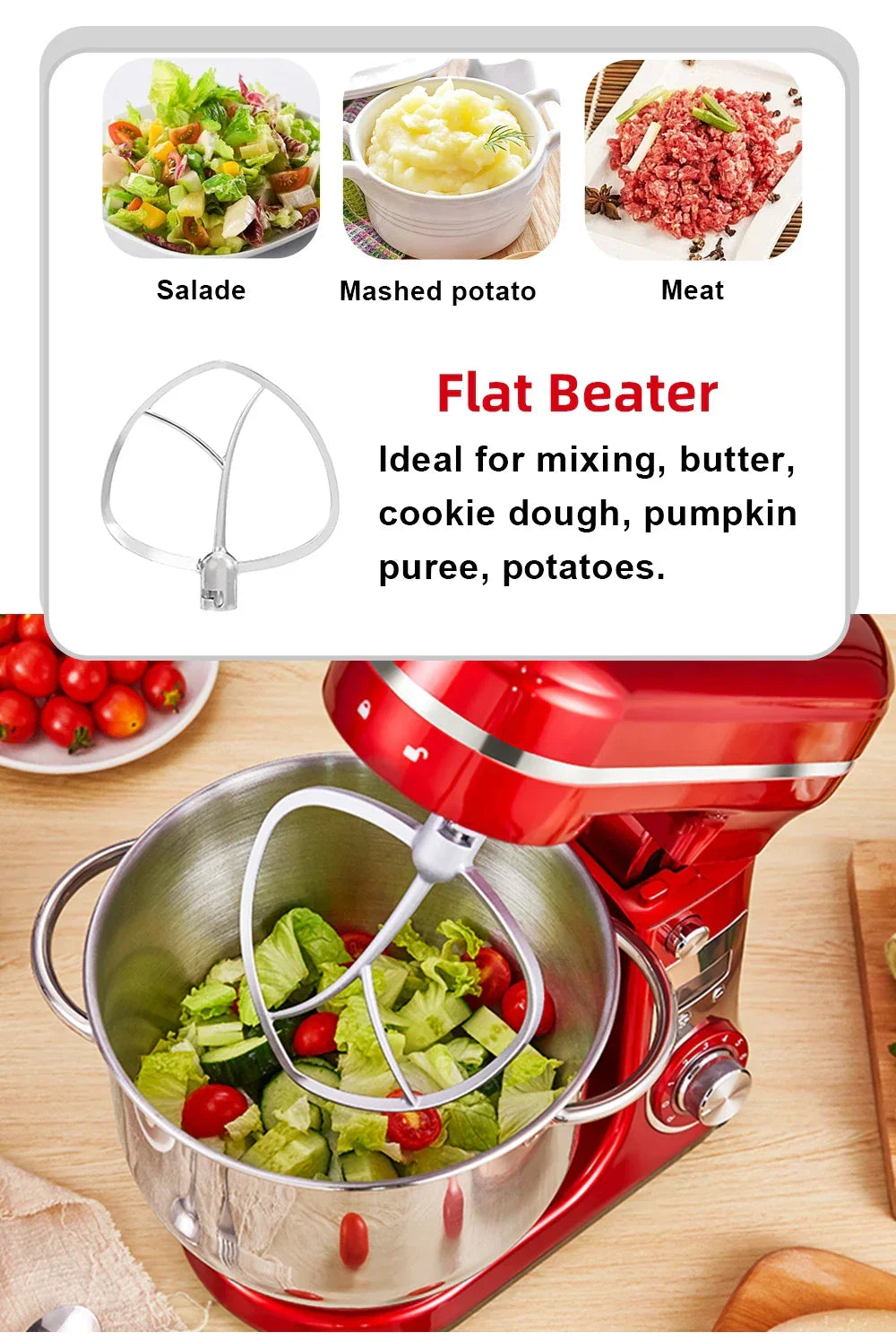 BioloMix 1200W 6L Stand Mixer – 6-Speed, Quiet DC Motor, Tilt-Head Stand Mixer BioloMix