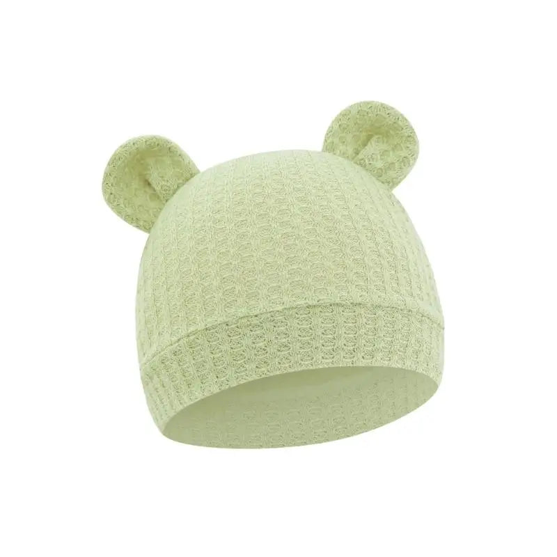 Bear Ear Newborn Baby Hat | Waffle Knit Stretchy Cap 0–24 Months