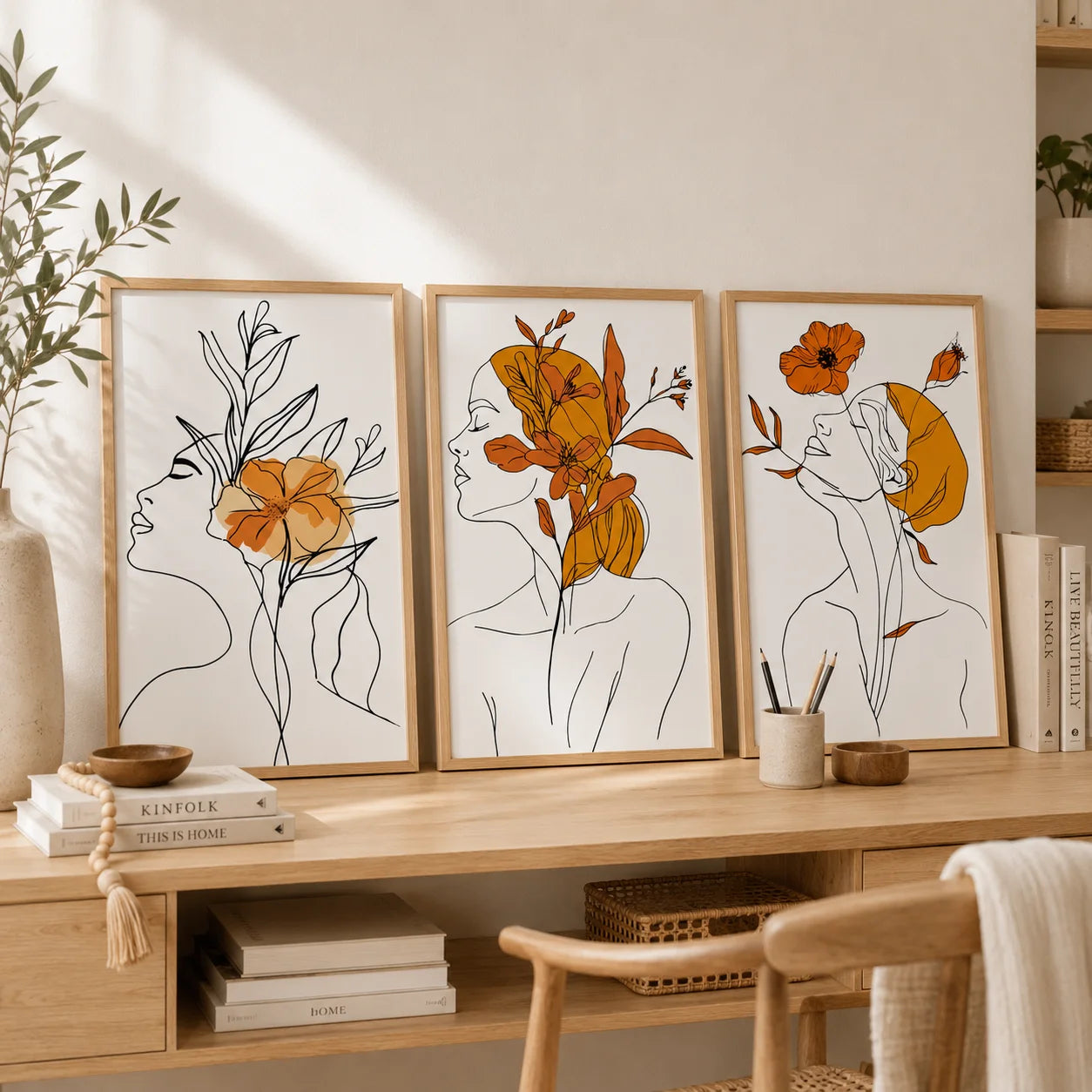 Abstract Woman Flower Canvas Wall Art – Modern Poster Print Canvas Wall Art Print Peaceful Pleasures Health and Wellness