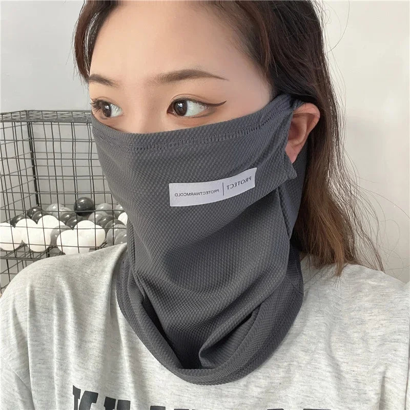 Outdoor UV Protection Ice Silk Mask Sunscreen Face Cover Neck Wrap Unisex Anti-UV Scarf Cycling UV Mask Ear Hanging Neck Scarves Peaceful Pleasures Health and Wellness