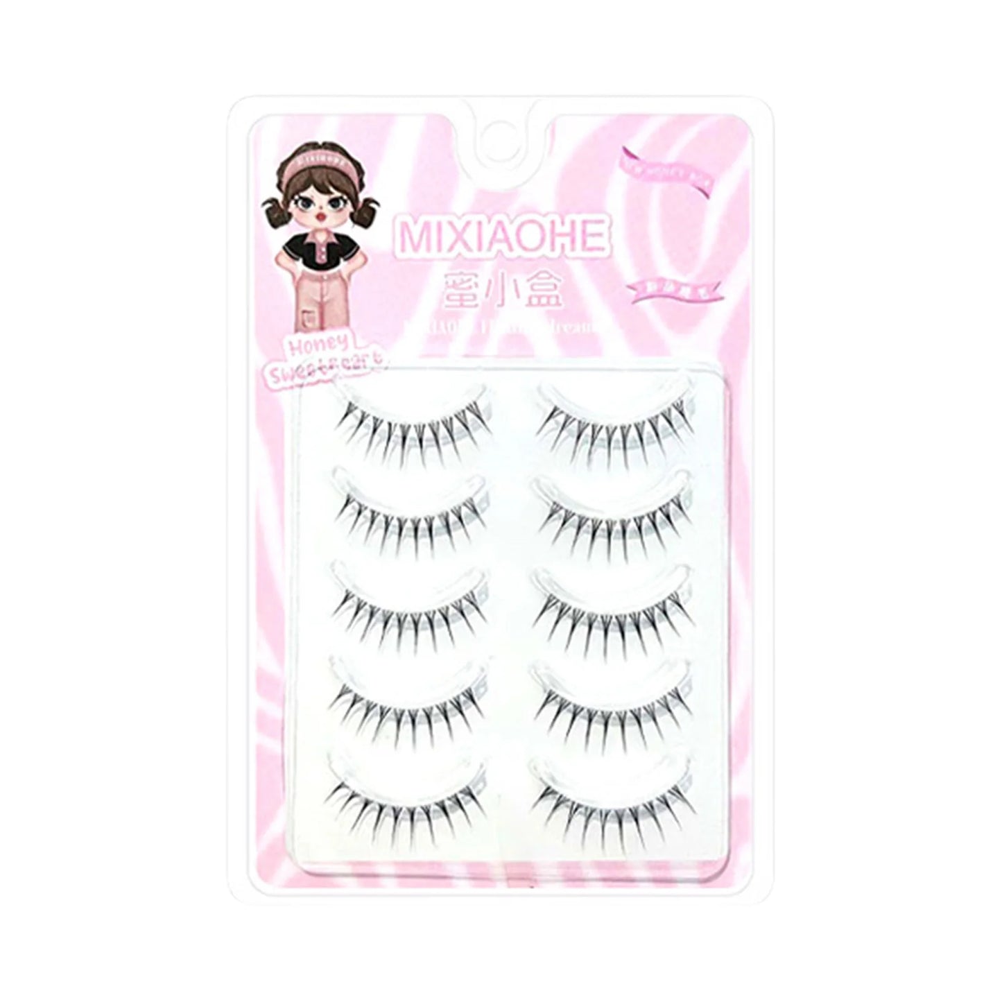 Korean Natural False Eyelashes 8-11mm K-Pop Strip Lashes 5 Pairs