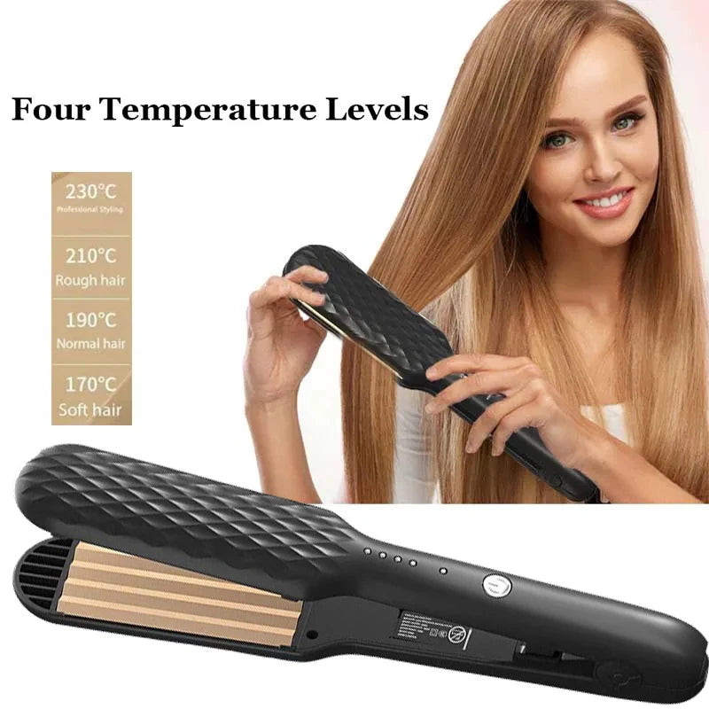 Hair Curler Fluffy Splint Flat Iron Curling Corrugated Plate Ceramic Professional Electric Hair Crimper For All Hair Lengths Peaceful Pleasures Health and Wellness