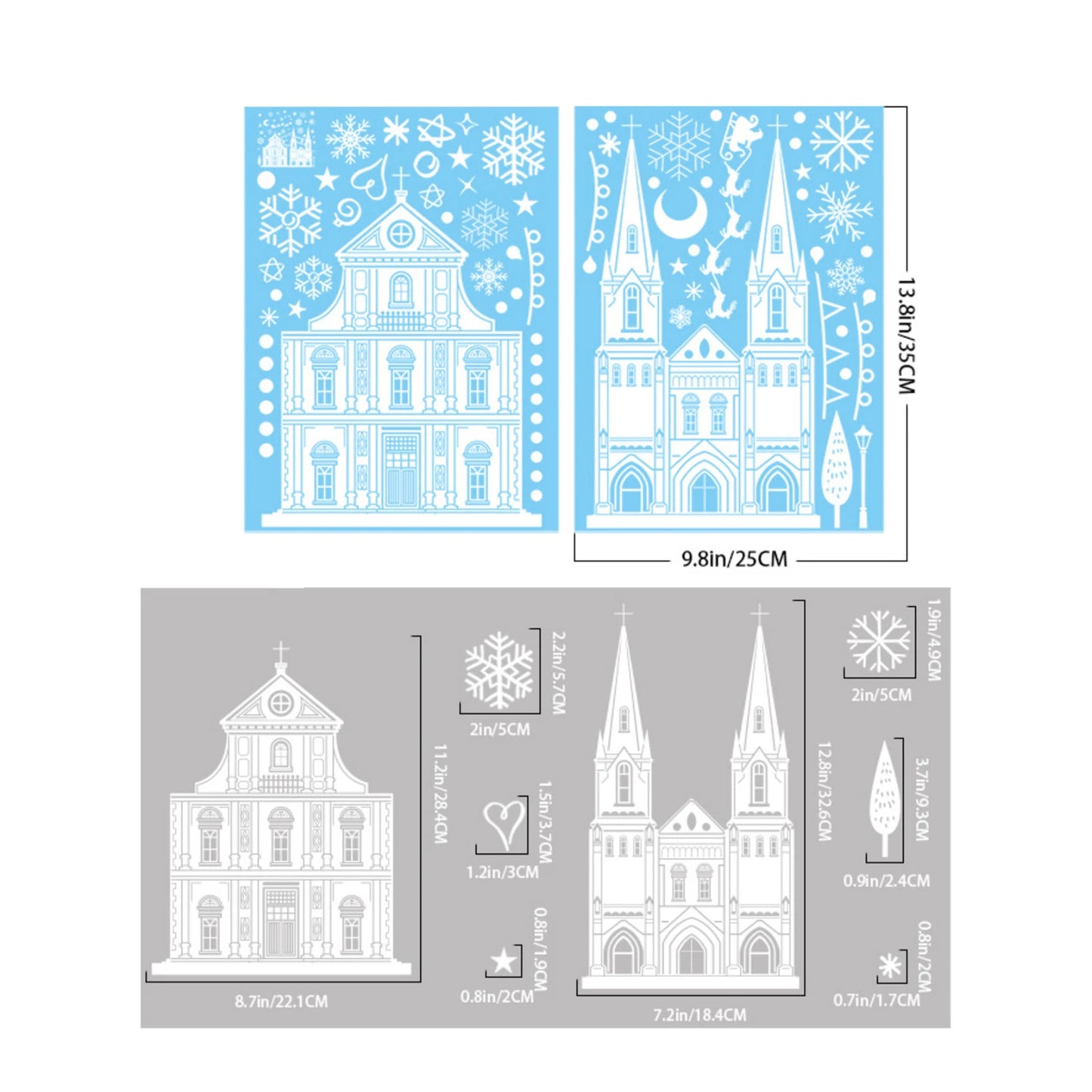 Christmas Static Window Clings – Elk, Snowflake & Xmas Tree PVC