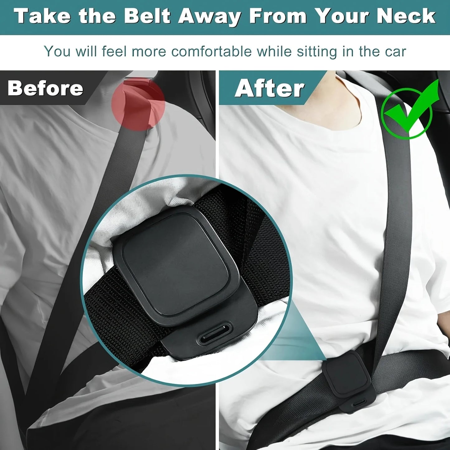 Car Seat Belt Adjuster Clip Shoulder Neck Lock Protector Comfortable