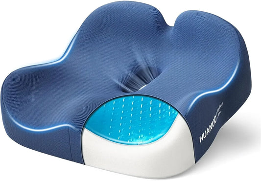 Ergonomic Memory Foam Cooling Gel Seat Cushion for Office Chair, Car, Home - Hip Support & Pressure Relief Peaceful Pleasures Health and Wellness United States
