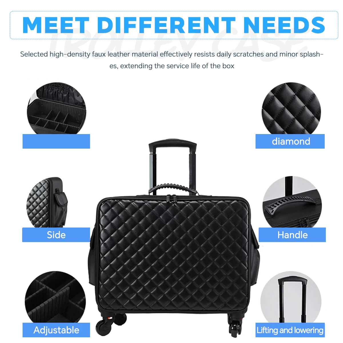 Rolling Suitcase for Artists Travel Makeup Artist Bag Luggage Cosmetic Brush Storage with Wheels Beauty Tool Organizer Peaceful Pleasures Health and Wellness