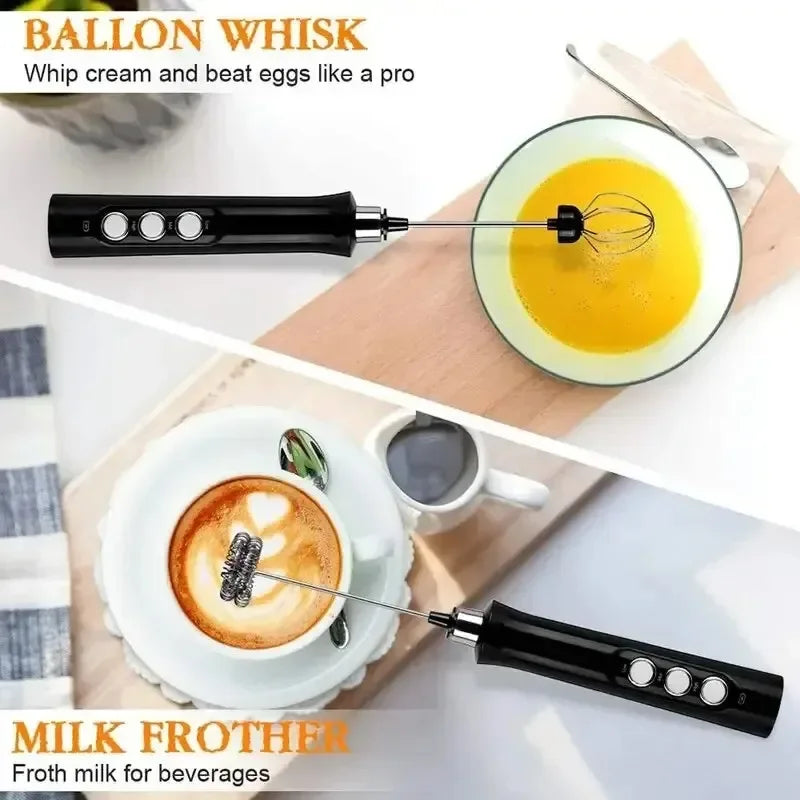 3-in-1 Handheld Milk Frother | 3-Speed USB Rechargeable Foamer