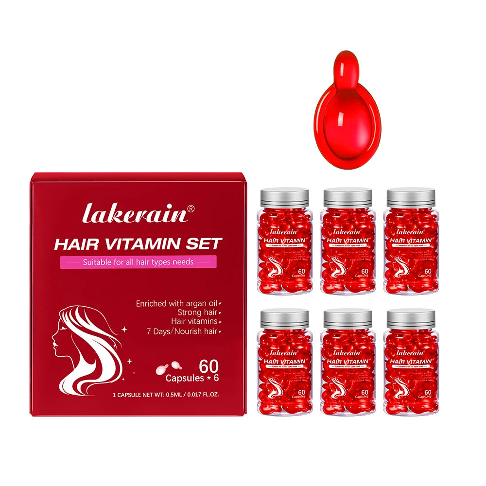 6Pcs Morocco Argan Oil Hair Care Capsules Vitamin Serum Repair Split End Damaged Hair Nourishing Hair Treatment Essential Oil Peaceful Pleasures Health and Wellness 6pcs1set