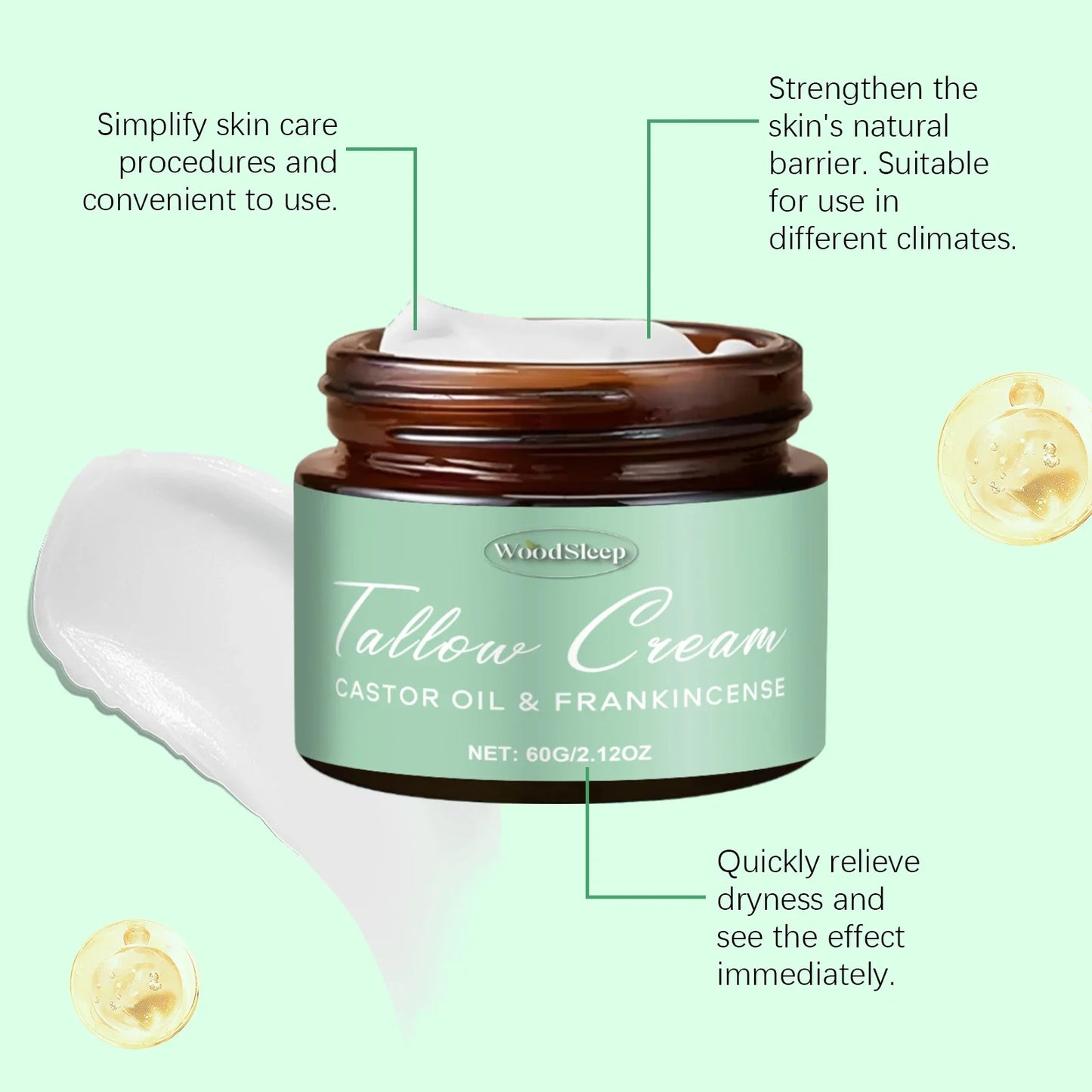 WOODSLEEP Beef Tallow Face Cream – Deep Moisturizer 60g
