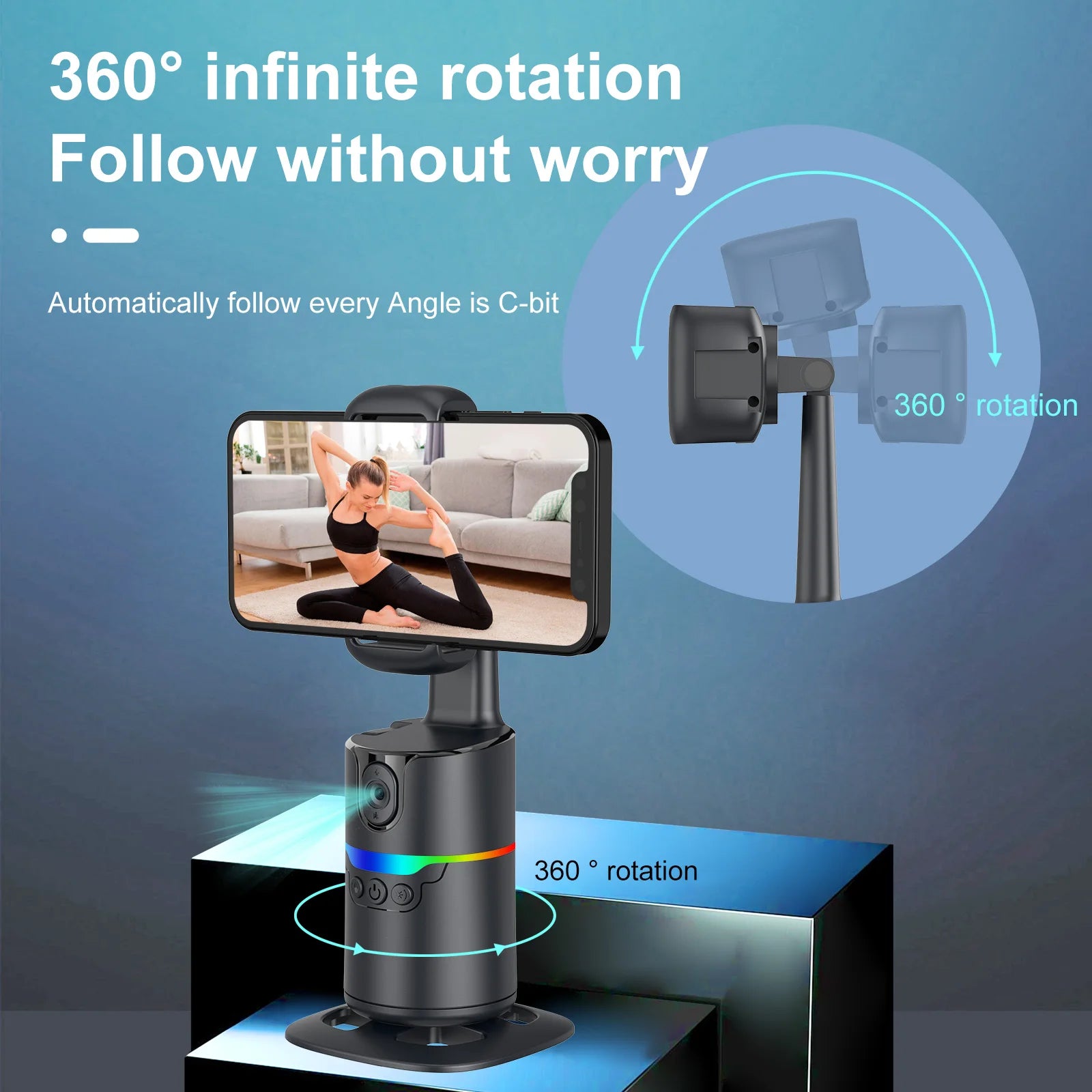 360° Auto Face Tracking Phone Holder | Smart Hands-Free Stand Peaceful Pleasures Health and Wellness